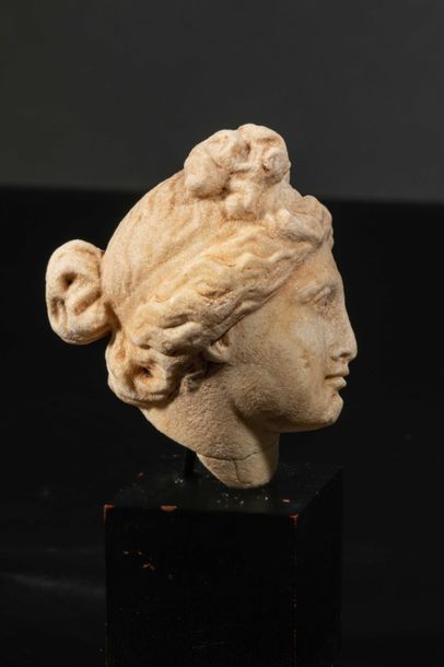 null Fine head to the bun of the God Apollo, the God of Love, the hair tied in a...