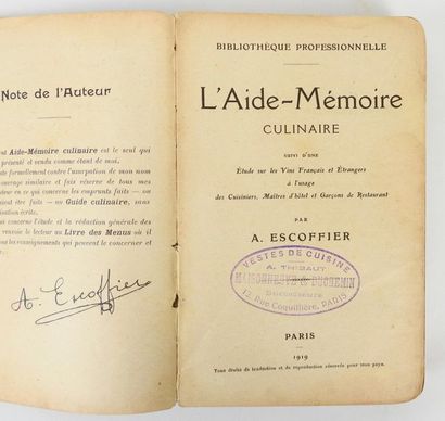null ESCOFFIER, A. L'Aide-Mémoire Culinaire suivi d'une Etude sur les Vins Français...