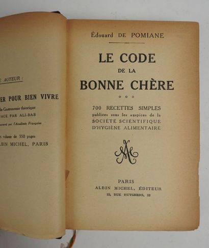 null POMIANE, E.de. Le Code de la Bonne chère (700 recettes simples).



Albin Michel,...