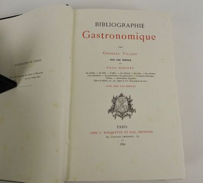 null VICAIRE, Georges. Bibliographie Gastronomique. Paris, Rouquette & Fils, 1890....