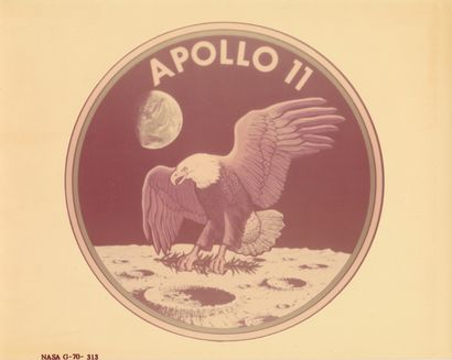 null Nasa. Rare tirage photographique de l'emblême de la mission Apollo 11. Juillet...