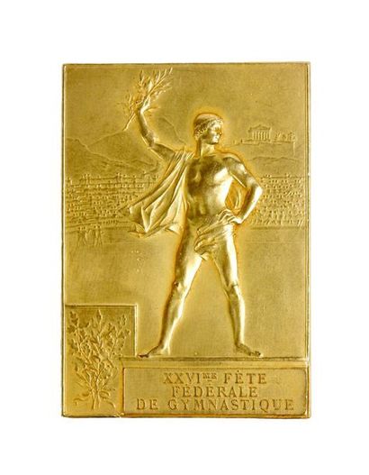 null Platelet in vermeil on bronze: XXVI° federal gymnastics festival
59 x 41 mm
