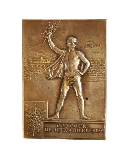 null Concours de jeux athlétiques, plaquette en bronze
59 x 41 mm