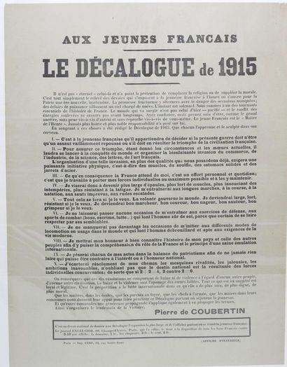 null 1915 the very rare "Interior Posters" decalogue in which Baron de Coubertin...