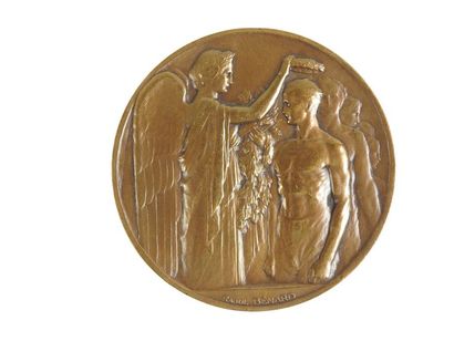 null Paris.
Bronze participant medal.
Vers: crowned athlete, backhand: view of Notre
Dame,...