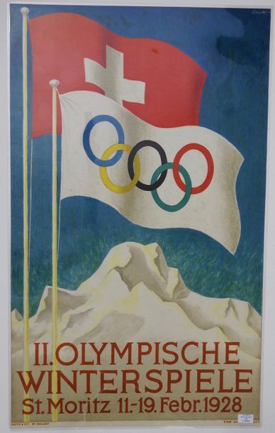 null ST MORITZ affiche officielle 2e olympique winter games St moritz 11-19-02 1928...