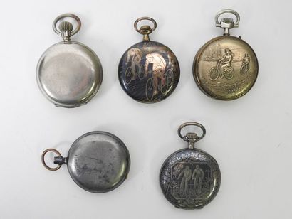 null Pocket watch. Exceptional set of five watches from the Belle Epoque: a) two...