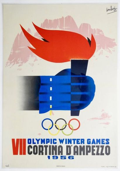 null Affiche officielle Olympic Winter Games, cortia l'ampezzo 1956 par Bonilaury(53)...