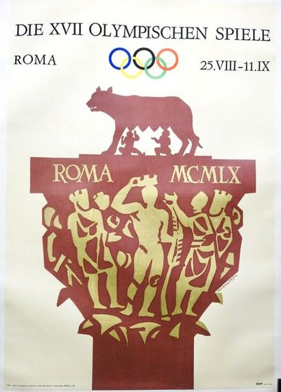 null Affiche officielle entoilée: «Die XVII Olympischen Spiele, Roma, 25.8/11.9....