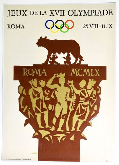 null Affiches officielle plastifiée en bon état des jeux de la 17e olympiade ROMA...