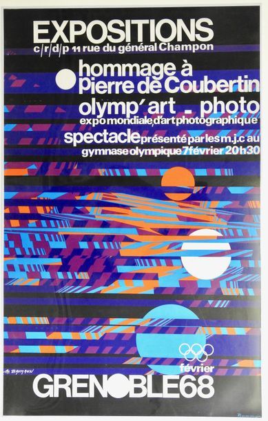 null Grenoble 1968, Expositions: HOMMAGE A PIERRE DE COUBERTIN, avec anneaux
Olympiques,...
