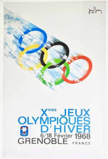 null Grenoble 1968, Affiche officielle plastifiée des X°Jeux Olympiques d'Hiver,...