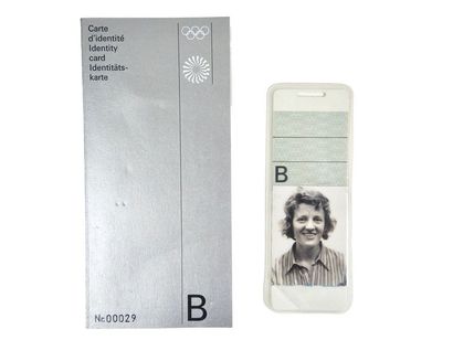 null Olympic identity card, A) paper version, B) portable plastic
