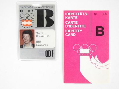 null INNSBRUCK Olympic identity card and accreditation badge of Marie Chevalier (IOC...