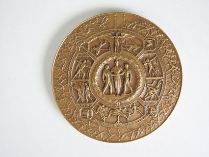 null MONTREAL
Médaille en bronze commémorative des Jeux. Avers; feuille d'érable...