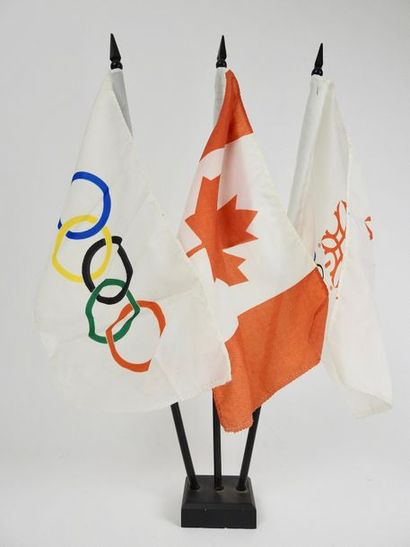 null MONTREAL
Les 3 drapeaux olympiques (Anneaux, Erable et Innsbruck) sur leur socle.
14,5...