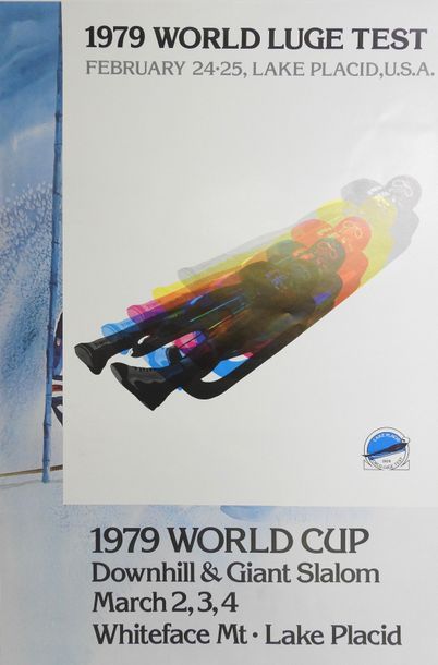 null 2 affiches: a) 1979, World Luge Test, 24-25 février, 63 x 48 cm; b) XIII° Olympic...