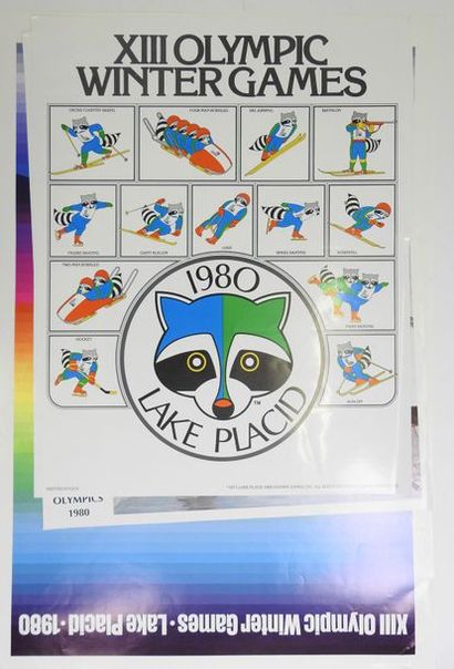null 3 official posters: a) XIII° Olympic Winter
Games, Lake Placid, 1980, snowflake...