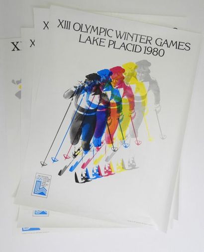 null 4 affiches officielles des disciplines olympiques: a) les hockeyeurs (couleurs...