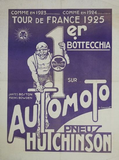 null Affiche originale entoilée. Comme en 1923, et 24, les cycles Automoto triomphent...