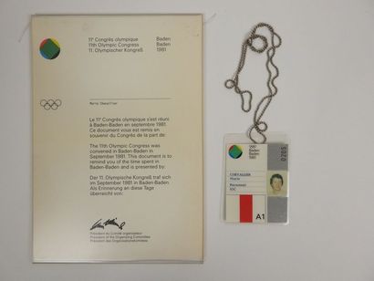 null 11°, carte d'acréditation de Marie Chevalier, personnel IOC, numéro 205, chaînette
11...