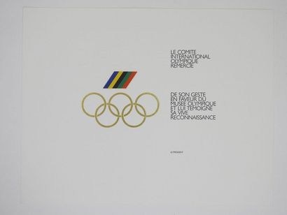 null Diplôme de remerciement du musée olympique vierge sur papier prestige, «CIO...