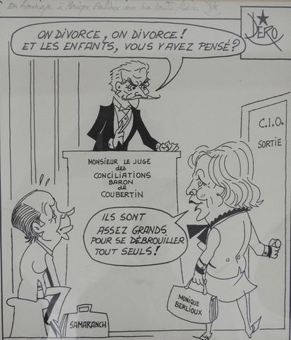 null DERO
Caricature originale. Le divorce
Samaranch-Berlioux. Encre de Chine. 1985....