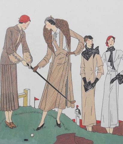 null The golf lesson around 1930. Superb