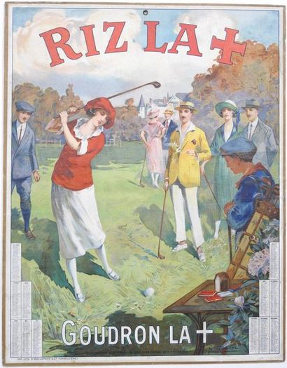 null Réclame "Riz La plus: Pimpante golfeuse" par G.Messier. Calendrier pour 1924....