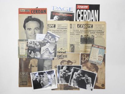 null Cerdan. Set of 15 pieces: a) 8 period or tribute magazines (Eq Mag special 1989);...