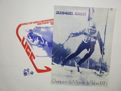 null Deux affiches originales: Augert champion du monde de slalom 1970 à Gardenna...