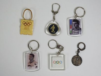 null 1960-1980. Six key rings. a) Thirtieth anniversary of the Sports Writers (metal);...