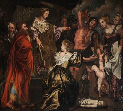 École Flamande XVII° siècle, suiveur de Pierre-Paul Rubens Le jugement de Salomon
Toile
108...