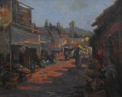 Louis Rivière (1885-1963) Etales au souk, 1912
Huile sur toile signée, dédicacée...