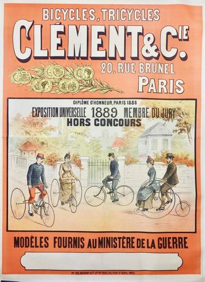 ANONYME BICYCLES -TRICYCLES CLÉMENT «Modèles fournis au MINISTÈRE DE LA GUERRE»
Imprimerie...