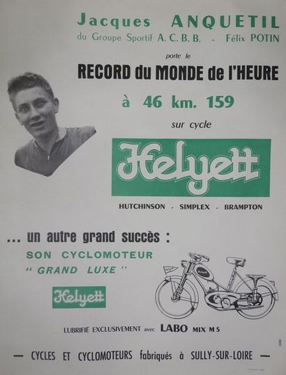 ANONYME JACQUES ANQUETIL «Record du monde de l'heure sur cycle Helyett»
Imp.Tantet...