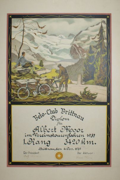 ANONYME BELO-CLUB BRITTNAU «DIPLOM» 1937
Gebr Fretz, Zürich
60 x 43 cm - Entoilée,...