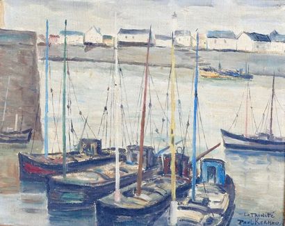 Paul Kermmo (XX° siècle) 
Sailboats at anchor
Oil on canvas signed below right
19...