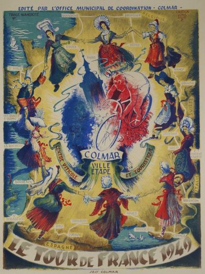 SELIA Alfred 
LE TOUR DE France. «COLMAR VILLE ÉTAPE». 1949
Edité par l'Office municipal...