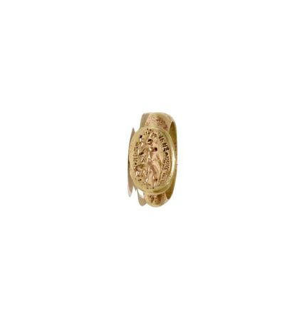 null Bague sceau en bronze doré représentant une femme et un félin
TDD 48
L du sceau...