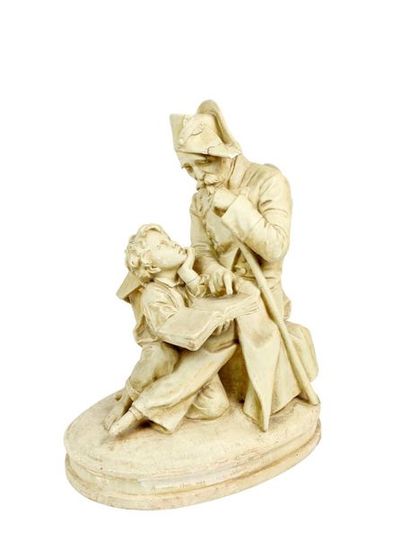 Émile HÉBERT (1828-1893) 
Le retour du soldat
Sculpture en plâtre patiné signée et...