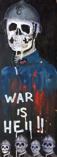 null 
TKY Street Art


War is hell, 2017


Technique mixte sur bois


24,5 x 58,8...