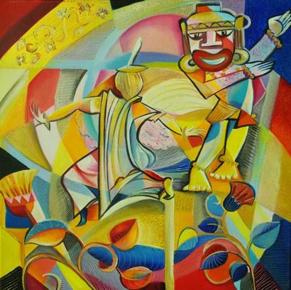 null Catski N°1 INDIAN DANCE 2017 Canvas- oil painting 55 X 45 cm