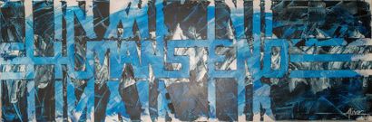 null Alive HUMAN'S END 2019 canvas - stencil - knife - acrylic - 40 X 120