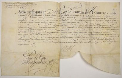 null MARINE. 1695. TOULON (83) - Pièce signée du Roi LOUIS XIV (Secrétaire), contresignée...