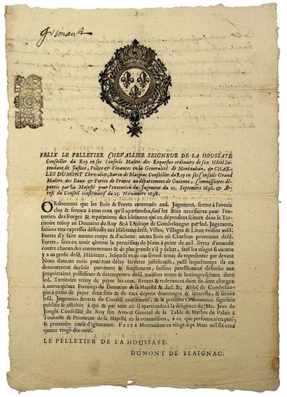 null GUIENNE. 1699 - "Félix LE PELLETIER Chevalier Seigneur de LA HOUSSAYE Intendant...