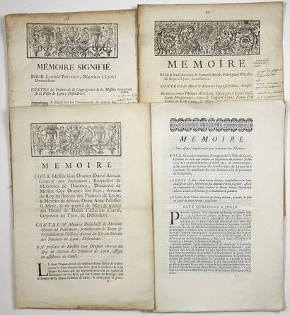 null LYON. PROCESS. 4 Prints: "Memorandum (from 1724) on an important case involving...