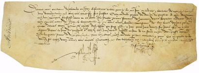 null CASTLE OF CAEN (14). 1536. Parchment (28 x 10) - Colin ANDRIEUX Portier du Donjon...