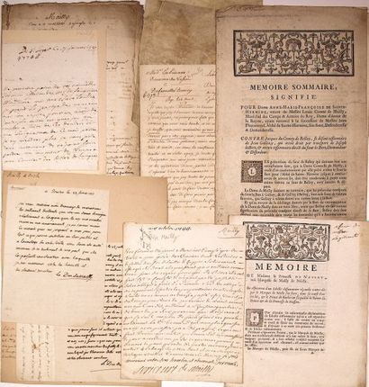 Famille de MAILLY About 11 letters or documents, handwritten or printed, some L.A.S.,...