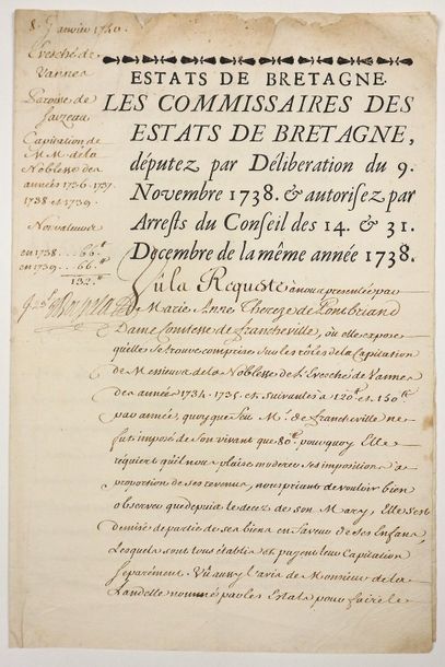 null "ESTATES (States) OF BRITAIN. The Commissioners of the States of Brittany, deputized...